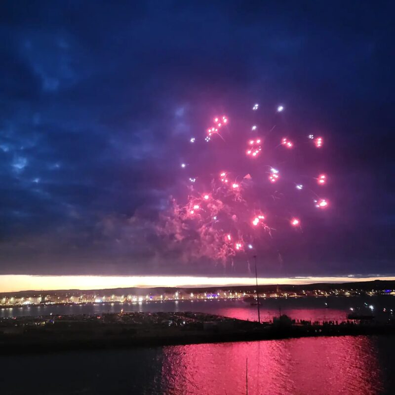 Fireworks over the bay in Weymouth.